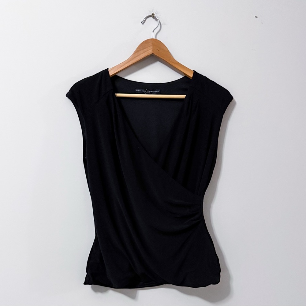 White House Black Market V-Neck Draped Sleeveless Rouched Front Tank Top